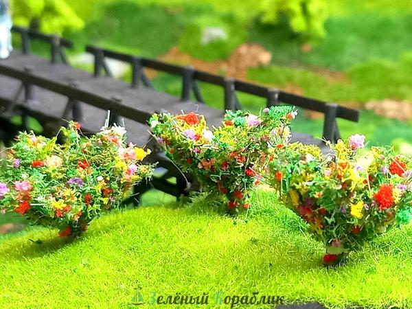D20148 Кусты с цветами (ширина 35 мм, высота 20 мм), 3 шт.