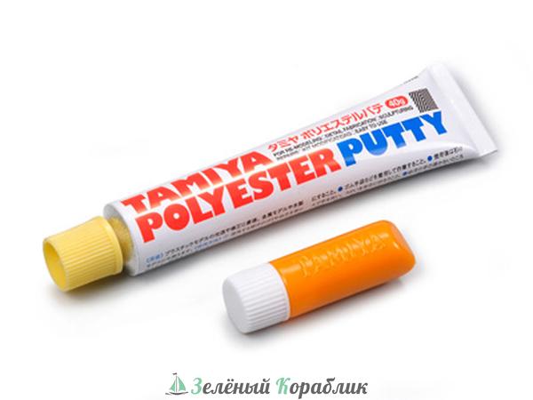 87097 Tamiya Шпаклевка двухкомпонентная Polyester putty (полиэстр) 40гр с отвердителем (соотн.50:1) начало застывания через 5-10мин